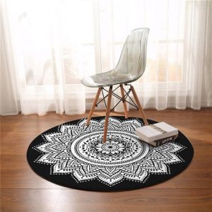 Tapis Rond Mandala Noir Blanc