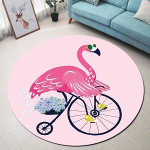Tapis Rond Flamant Rose