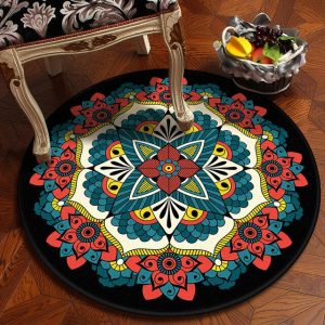 Tapis Rond Bohême Noir