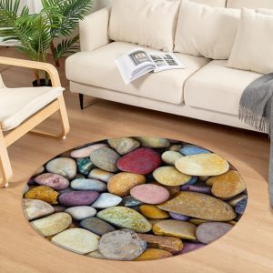 Tapis Rond Motif Galet