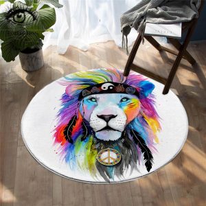 Tapis Lion Coloré | Mon Tapis Rond