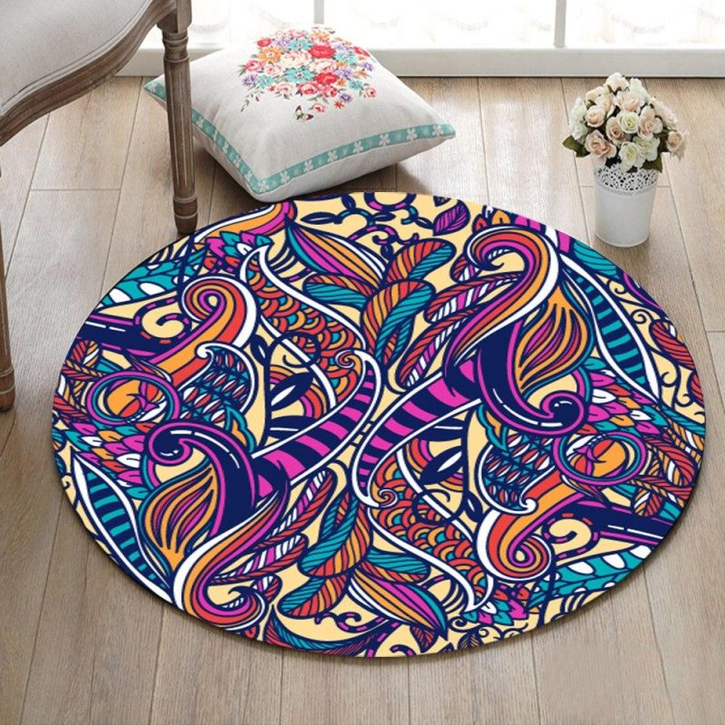 Tapis Rond Abstrait Coloré | Mon Tapis Rond