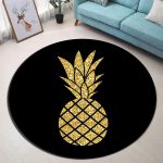 Tapis Rond Ananas Doré | Mon Tapis Rond