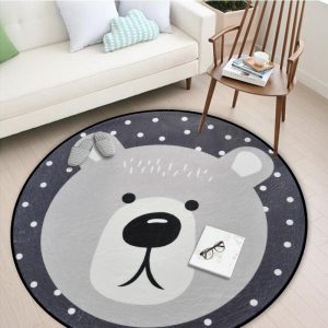 Tapis Rond Bleu Et Gris | Mon Tapis Rond