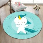 Tapis Rond Bleu Licorne | Mon Tapis Rond