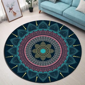 Tapis Rond Bleu Paon | Mon Tapis Rond