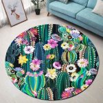 Tapis Rond Cactus Coloré | Mon Tapis Rond