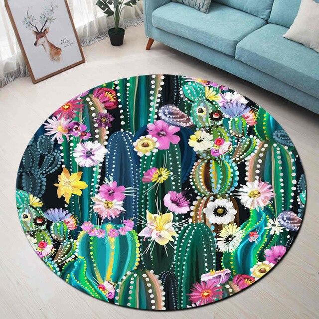 Tapis Rond Cactus Coloré | Mon Tapis Rond