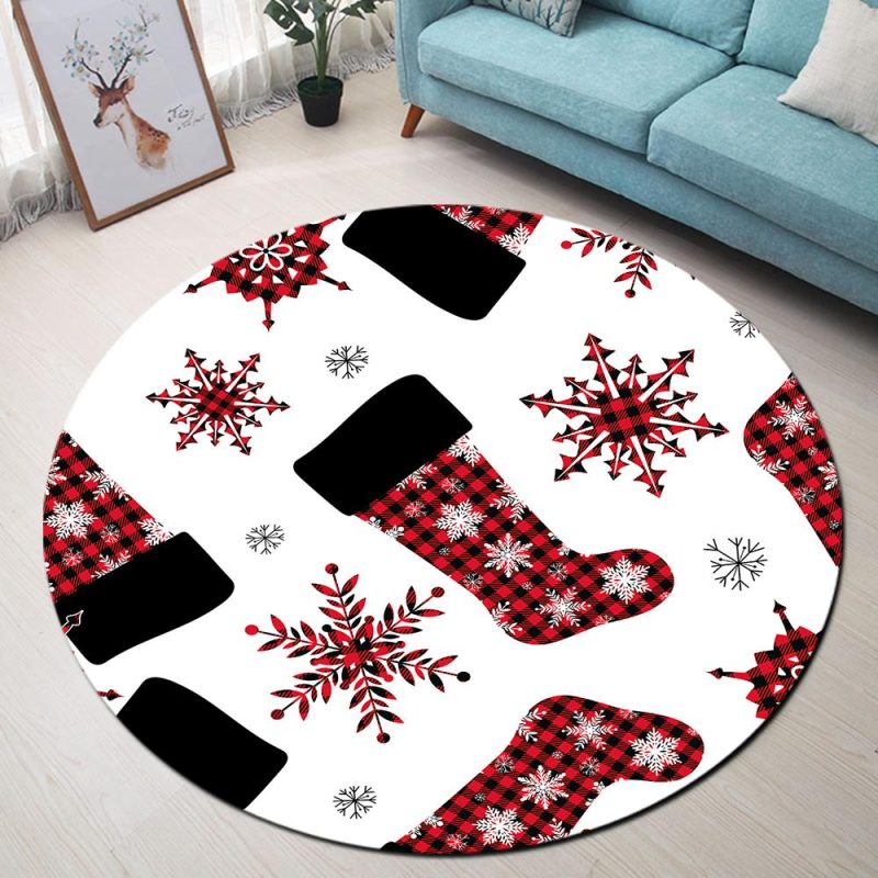 Tapis Rond Chaussettes De Noël | Mon Tapis Rond