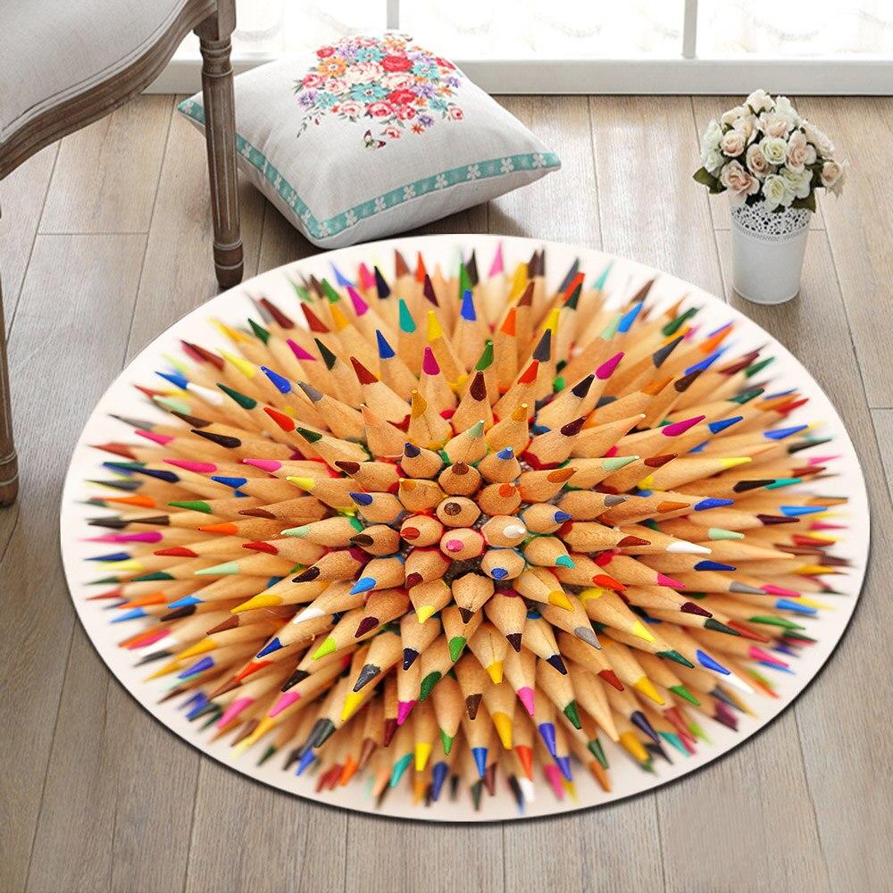 Tapis Rond Crayon Multicolore | Mon Tapis Rond