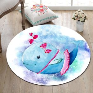 Tapis Rond Dauphin Bleu | Mon Tapis Rond