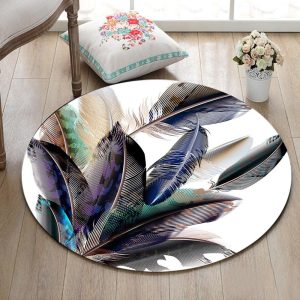 Tapis Rond Design Plumes | Mon Tapis Rond