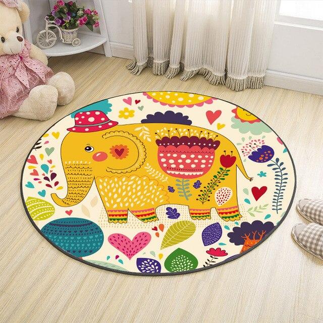 Tapis Rond Éléphant Coloré | Mon Tapis Rond