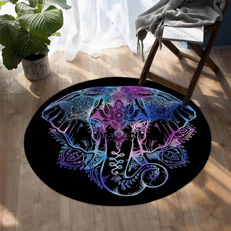Tapis Rond <br> Éléphant Multicolore – Image 2