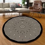 Tapis Rond Ethnique Noir Et Blanc | Mon Tapis Rond