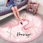 Tapis Rond Flamant Rose Gentleman | Mon Tapis Rond