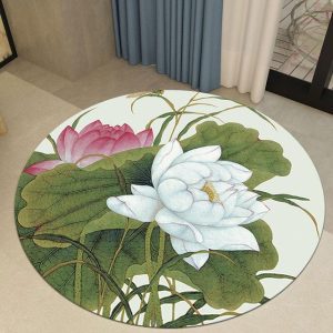 Tapis Rond Fleur Blanche | Mon Tapis Rond