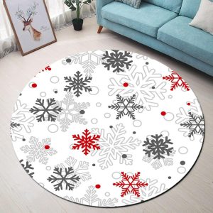 Tapis Rond Flocon De Noël | Mon Tapis Rond