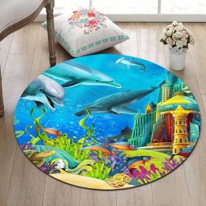 Tapis Rond Fond Marin | Mon Tapis Rond