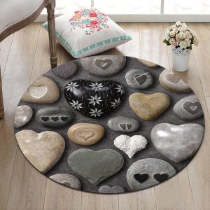 Tapis Rond Galet Amour | Mon Tapis Rond