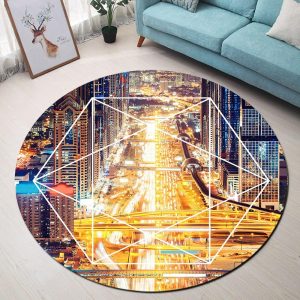 Tapis Rond Géométrie Coloré | Mon Tapis Rond