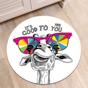 Tapis Rond Girafe Drôle | Mon Tapis Rond