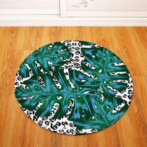 Tapis Rond Grande Feuille Tropicale | Mon Tapis Rond