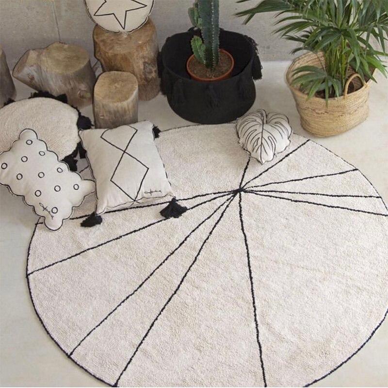 Tapis Rond  Graphique Noir Et Blanc
