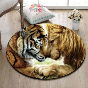 Tapis Rond Lion Et Tigre | Mon Tapis Rond