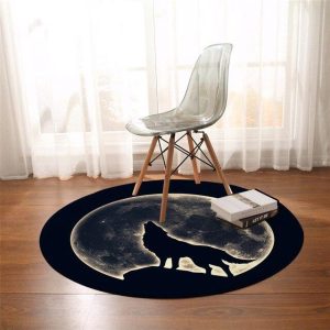 Tapis Rond Loup Lunaire | Mon Tapis Rond