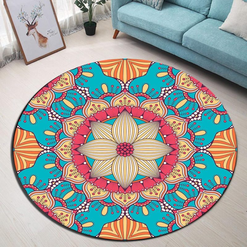 Tapis Rond Mandala Coloré | Mon Tapis Rond