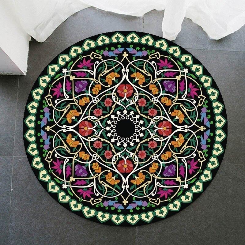 Tapis Rond Mandala Couleur Printemps | Mon Tapis Rond