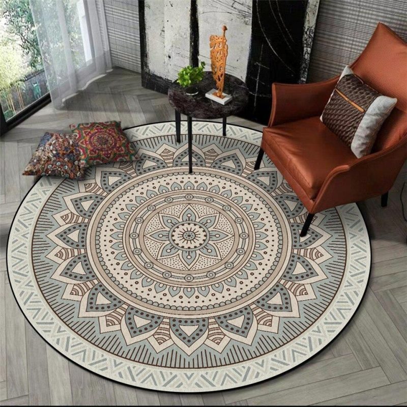 Tapis Rond Mandala Gris | Mon Tapis Rond