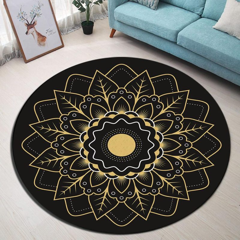 Tapis Rond Mandala Noir | Mon Tapis Rond