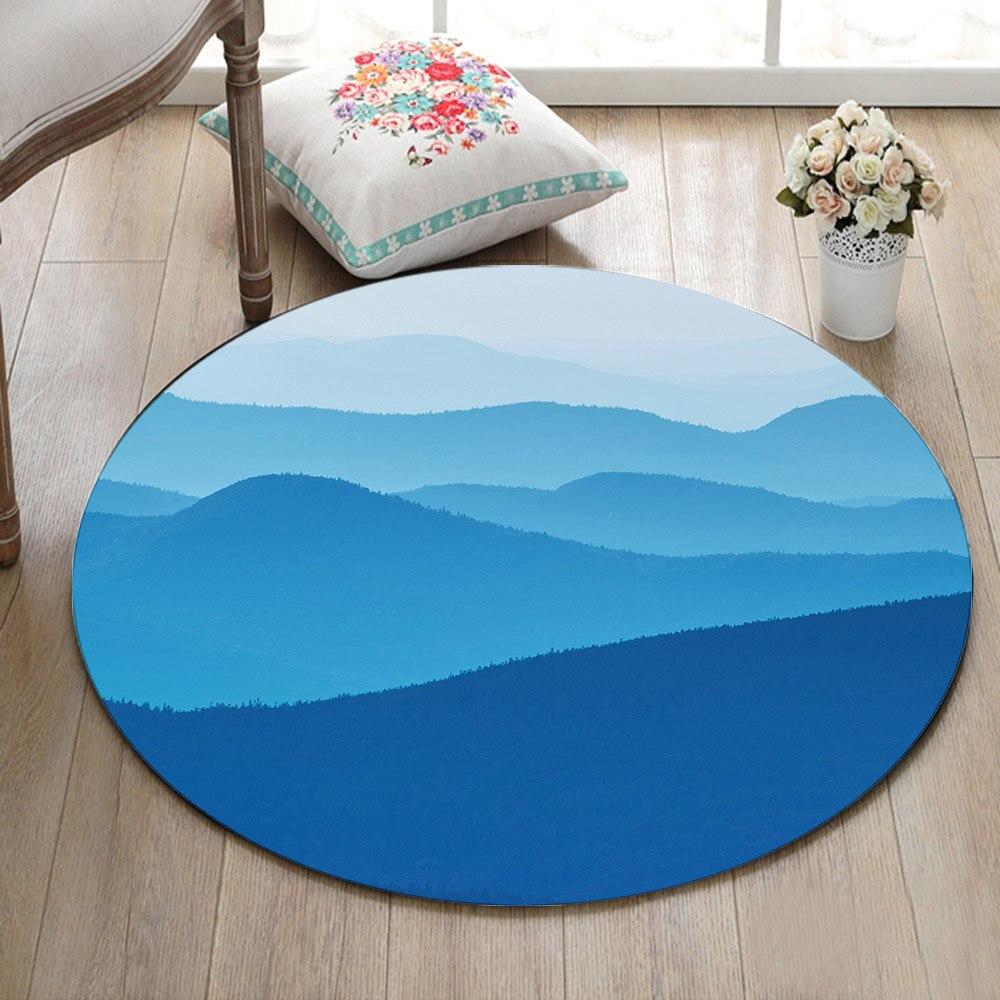 Tapis Rond Montagne Bleu | Mon Tapis Rond