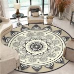 Tapis Rond Noir Et Beige | Mon Tapis Rond