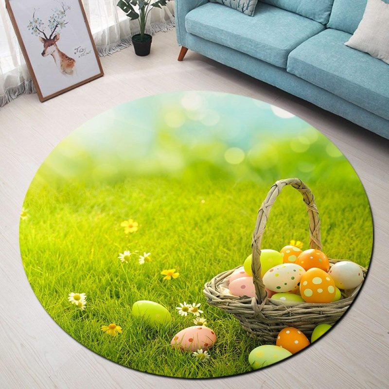 Tapis Rond Oeufs De Pâques | Mon Tapis Rond