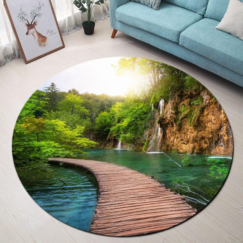 Tapis Rond Paysage Vert | Mon Tapis Rond