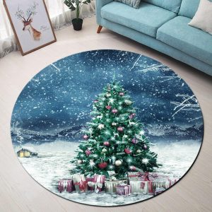 Tapis Rond Sapin De Noël | Mon Tapis Rond
